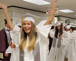 William D. Lewis /The Vindicator Boardman graduate Lexi Marco reacts before June 5, 2016 commencement at Boardman High School.