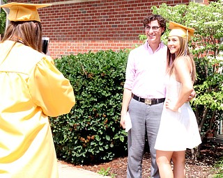 Lowellville graduate Mia Bell poses for a picture with her friend Tony Kostelnak (left) after the Lowellville High School commencement on Sunday afternoon.   Dustin Livesay  |  The Vindicator  6/5/16  Lowellville High School.
