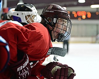 BOARD MAN, OHIO - JUNE 10, 2016: Wyatt Wutzke watches from the bench during a exhibition game during the Phantoms prospect camp Friday night at the Ice Zone. DAVID DERMER | THE VINDICATOR