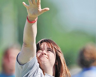 Jeff Lange | The Vindicator  SAT, JUN 18, 2016 - Alicia Cunningham of Trumbull Fairhaven competes in the mini javelin throw during Saturday's Special Olympics at Austintown Fitch High School.