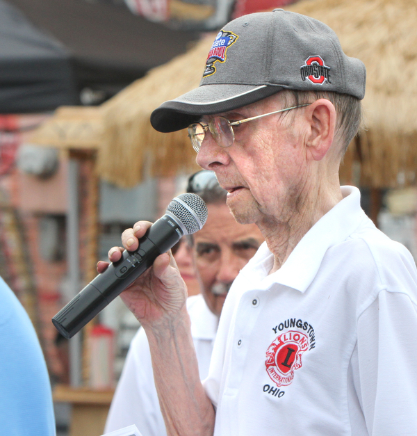 William D. Lewis/The Vindicator The 55 th annual Turtle Races sponsored by the Youngstown Lions Club were held in Lowellville Monday June, 20,2016. Parker McHenry, a longtime Lions member calls the races. He hasparticipated in 40 of the events.