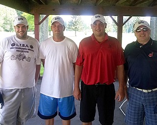 Winners of the Relay for Life outing at Old Avalon (L to R): Matt Everly, Mike Everly, Ken Flanigan, Lee Padula.
They shot 12 under 59.