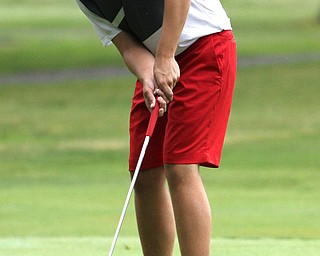 Nikos Frazier | The Vindicator..Jake Miller, of Richmond, Ind. putts the ball into the hole.
