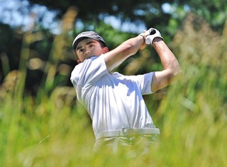 Jeff Lange | The Vindicator FRI, JUN 24. 2016 - Girard's Anthony Graziano watches his drive down the fairway during Friday's Greatest Golfer of the Valley Junior competition at Tam O'Shanter Golf Course in Hermitage, Pa.