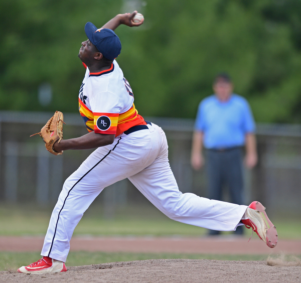 STRUTHERS, OHIO - JUNE 26, 2016: Pitcher Erick Taylor #10 of Astro throws a pitch in the third inning of Sunday afternoons Bob Cene Tournament Championship game. Astro won 11-1. DAVID DERMER | THE VINDICATOR