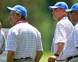 AKRON, OHIO - JULY 1, 2016: Jeff Overly of Boardman, watches the action on the 14th green at Firestone Country Club, Friday afternoon. Overly represented Stryker as a Honorary Observer, after having a total knee replacement in December of 2014. DAVID DERMER | THE VINDICATOR