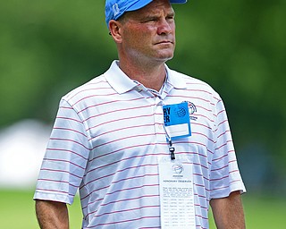 AKRON, OHIO - JULY 1, 2016: Jeff Overly of Boardman, watches the action on the 14th green at Firestone Country Club, Friday afternoon. Overly represented Stryker as a Honorary Observer, after having a total knee replacement in December of 2014. DAVID DERMER | THE VINDICATOR
