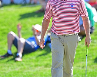 AKRON, OHIO - JULY 1, 2016: William McGirt  exhales in frustration after a double bogey on the 18th hole, Friday afternoon during the second round of the Bridgestone Invitational at Firestone Country Club. DAVID DERMER | THE VINDICATOR