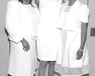 SPECIAL TO THE VINDICATOR
The Youngstown Chapter of Links Inc. immediate past president Ann R. Cobbin recently inducted three new members and installed officers. Above are, from left, new members Dayna Terrell, Carla Baldwin and Julie Greene. Below, officers installed are, from left, Sabine Barlatt, left, corresponding secretary; Janice L. Beachum, recording secretary; Marge Staples, president; and Monica Hoskins-Vann, vice president. Ruthie King also was installed as parliamentarian.

