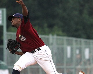 Nikos Frazier | The Vindicator..Scrappers' pitcher Juan Hillman(25) strikes out the first batter on July 4, 2016.