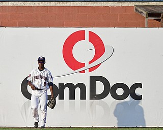 NILES, OHIO - JULY 5, 2016: Right fielder Selento Sayles #9 of the Scrappers walks back to his spot after a solo home run by Eric Marinez #2 of the Lake Monsters in the second inning of Tuesday nights game at Eastwood Field. DAVID DERMER | THE VINDICATOR
