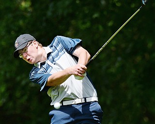 Jeff Lange | The Vindicator  THU, JUL 7, 2016 - Poland's Zach Jacobson drives his ball down the No. 6 fairway during Thursday's Greatest Golfer of the Valley Junior qualifier held at Salem Hills Golf Club.