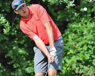 Bryan Kordupel of Boardman chips onto the No. 3 green during Wednesday's 2016 Flynn Auto Group Junior Greatest Golfer of the Valley tournament Wednesday at Mill Creek South Course. Kordupel placed U-17...--Jeff Lange | The Vindicator  WED, JUN 29, 2016