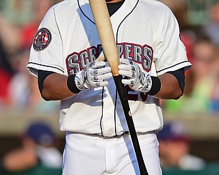 NILES, OHIO - JULY 11, 2016: Michael Brantley #23 of the Scrappers enters the batters box prior to his at bat in the second inning of Monday nights game at Eastwood Field. DAVID DERMER | THE VINDICATOR