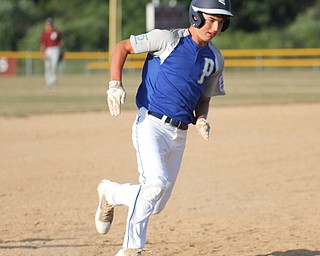 William D. Lewis The Vindicator Poland's Bailey Swogger rounds  thrid during July 12, 2016 game with Boardman at Field Of Dreams.
