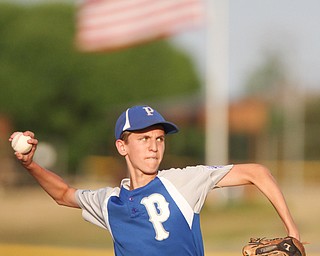 William D. Lewis The Vindicator Poland pitcher Tyler Berry (3) delivers during July 12, 2016 game with Boardman at Field Of Dreams.