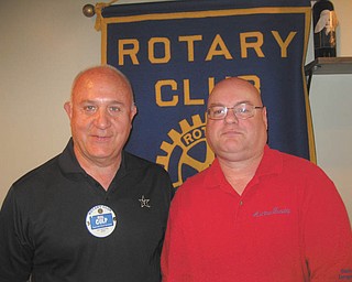 SPECIAL TO THE VINDICATOR
Austintown Rotary hosted Darren Crivelli, a zoning inspector for Austintown, as guest speaker for a June 27 club meeting. Crivelli discussed new businesses, former school properties, neglected properties and future housing projects in the community. Above left is Mal Culp, left, outgoing club president with Crivelli. Songmeng Chea from Cambodia was welcomed as a guest of Rotarian Tom Welsh. They met in Phnom Penh in the late 1990s and maintained their friendship. Chea is an employee of the U.S. State Department in Cambodia. Below, Chea, left, is shown with Gary Reel, Rotary member and educator.
