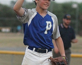 William D. Lewis/The Vindicator  Poland pitcher Andrew Parker(0) reacts after his team beat Boardman during July 13, 2016 game at Field of Dreams.