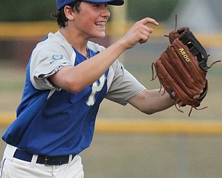 William D. Lewis/The Vindicator  Poland pitcher Andrew Parker(0) reacts after his team beat Boardman during July 13, 2016 game at Field of Dreams.