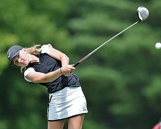 Jeff Lange | The Vindicator  THU, JUL 14, 2016 - Poland's Jenna Jacobson drives her ball down the No. 1 fairway during Thursday's Greatest Golfer of the Valley Junior qualifier held at Trumbull Country Club in Warren.