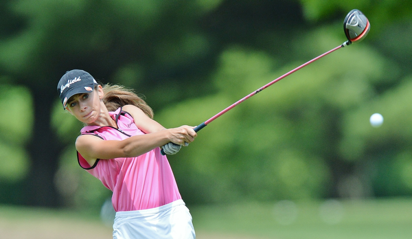 Jeff Lange | The Vindicator  THU, JUL 14, 2016 - Victoria Messuri of Canfield drives her ball down the No. 1 fairway during Thursday's Greatest Golfer of the Valley Junior qualifier held at Trumbull Country Club in Warren.