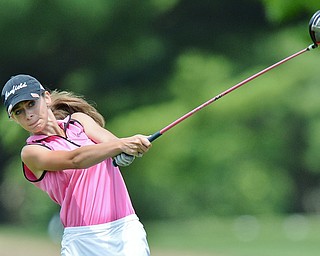 Jeff Lange | The Vindicator  THU, JUL 14, 2016 - Victoria Messuri of Canfield drives her ball down the No. 1 fairway during Thursday's Greatest Golfer of the Valley Junior qualifier held at Trumbull Country Club in Warren.
