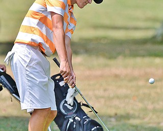Jeff Lange | The Vindicator  FRI, JUL 22, 2016 - Boardman's Cade Kreps chips onto the No. 3 fairway during Friday's Greatest Golfer of the Valley Junior finals held at Avalon at Squaw Creek.