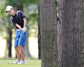 Jeff Lange | The Vindicator  FRI, JUL 22, 2016 - Campbell's Dean Austalosh plays his ball from the No. 5 tee box to the No. 4 green during Friday's Greatest Golfer of the Valley Junior finals held at Avalon at Squaw Creek.