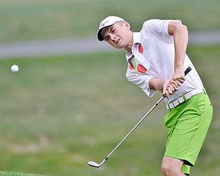 Jeff Lange | The Vindicator  FRI, JUL 22, 2016 - Cardinal Mooney's Ken Keller chips onto the No. 7 fairway during Friday's Greatest Golfer of the Valley Junior finals held at Avalon at Squaw Creek.