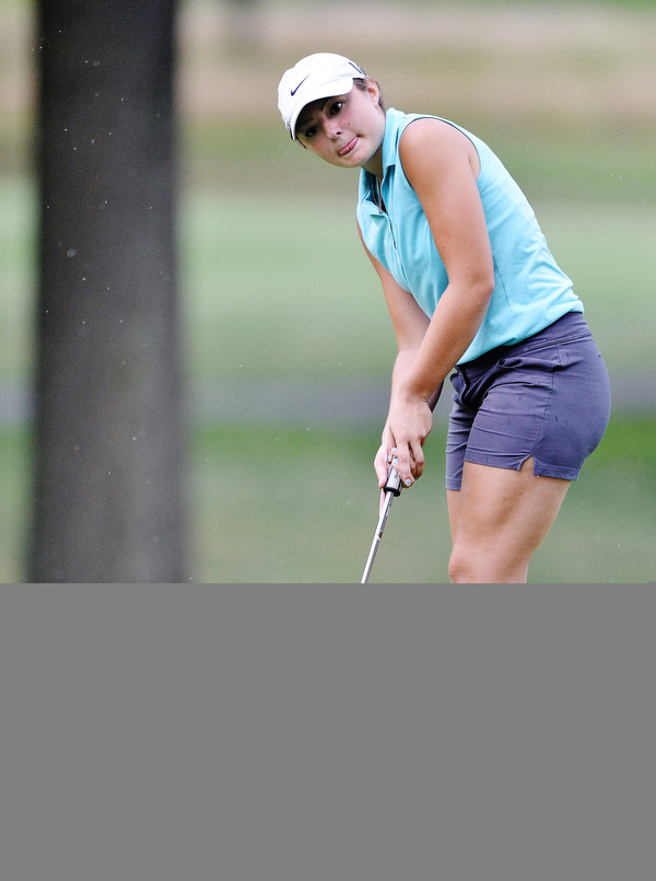 Jeff Lange | The Vindicator  FRI, JUL 22, 2016 - Boardman's Jenna Vivo watches her putt to hole seven during Friday's Greatest Golfer of the Valley Junior finals held at Avalon at Squaw Creek.