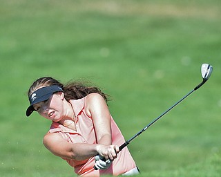 Jeff Lange | The Vindicator  SAT, JULY 23, 2016 - Ursuline's Sydney Heinbaugh chips onto the No. 10 green during Saturday's Greatest Golfer of the Valley Junior finals held at Avalon Lakes in Vienna.