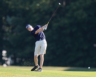Jeff Lange | The Vindicator  SAT, JULY 23, 2016 - Conner Stevens makes an approach shot from the No. 11 fairway during Saturday's Greatest Golfer of the Valley Junior finals held at Avalon Lakes in Vienna.