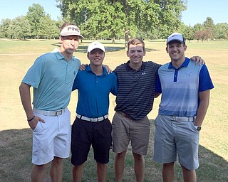 Winners of the Cortland Rotary Golf Classic: Nick Braydich, Brian Velasquez, Brendan Glosser, and Avery Andric