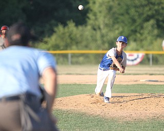 Nikos Frazier | The Vindicator..Poland's Tyler Berry fires home during the Junior Little League State Championship game at the Fields of Dreams in Boardman.