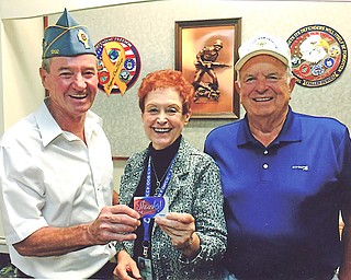SPECIAL TO THE VINDICATOR
Catholic War Veterans Post 1292 recently donated a $1,000 gift card to Youngstown 
Veterans Clinic to help local veterans purchase food. Lori Stone, above center, volunteer 
liaison for the Clinic, accepted the donation from CWV Commander Gary Barnes, left, and Tom Kelty, CWV trustee and past state commander. CWV also honored all veterans 
lost this year in a Memorial Day ceremony, followed by lunch at the post. Members who 
attended the ceremony included John Fromel, below left, first vice commander; Barnes; and Rev. Zvybak Lubomere, post chaplain.