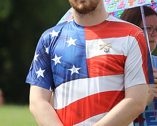 Nikos Frazier | The Vindicator..Alexander Casparus of Mesopotamia waits outside of East High School before Democratic Presidential candidate Hillary Clinton spoke on Saturday night.