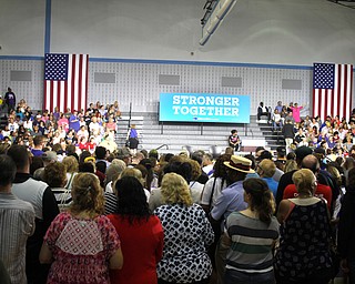 Nikos Frazier | The Vindicator..East High School before Democratic Presidential candidate Hillary Clinton spoke on Saturday night.