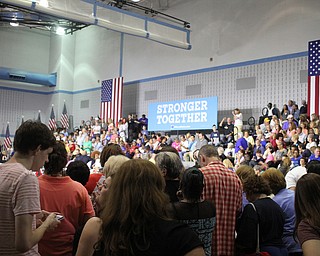 Nikos Frazier | The Vindicator..East High School before Democratic Presidential candidate Hillary Clinton spoke on Saturday night.