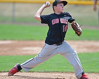 BOARDMAN, OHIO - JULY 30, 2016: Starting pitcher Connor Miller #10 of Canfield delivers in the first inning of Saturday afternoons Little League game at the Fields of Dreams. Canfield won 7-2. DAVID DERMER | THE VINDICATOR