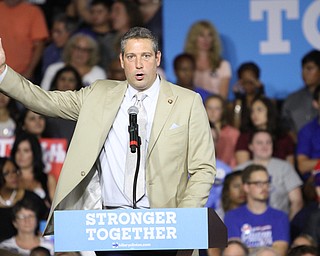 Nikos Frazier | The Vindicator..Tim Ryan in the East High School gym before Democratic Presidential candidate Hillary Clinton spoke on Saturday night.