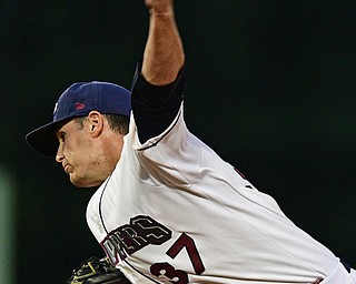 NILES, OHIO - AUGUST 10, 2016: Starting pitcher Brady Aiken #37 of the Scrappers delivers in the second inning of Wednesday nights game at Eastwood Field. DAVID DERMER | THE VINDICATOR