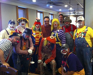 SPECIAL TO THE VINDICATOR
Aut Mori Grotto Clowns recently attended Special Olympics Ohio in Columbus for the 35th year. Actor Tom Arnold asked to pose in a picture with them. In front, from left, are Pudge Craig, Pops Cochran, Slim Jim Giles and Nutz Craig. In back are Loudmouth Pompeii, JJ Losasso, Bonkers Farrant, Arnold, Woodee Humansky, unknown, Krash Nevin and OddBall McClelland. Aut Mori Grotto clowns, a non-profit group, are Master Masons who support Akron Children’s Hospital, Special Olympics, Sojourners House, cerebral palsy and dentistry for disabled children under 18. For information about the organization or to join, call Craig at 330-729-2660. Others who attended the Special Olympics Ohio were Pierre Shawver, Max Pokorski, T-Ball Brooks and ShooBe Curtis.