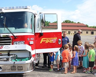 Neighbors | Abby Slanker.During Canfield PTO’s Kindergarten Safety Day on Aug. 13, the Canfield Fire Department covered fire safety and described the firefighter’s gear and equipment they use during a fire and the children were also able to get an up close look at the fire truck.