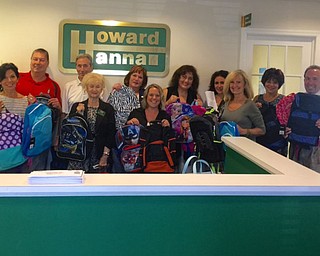 SPECIAL TO THE VINDICATOR
Howard Hanna Real Estate agents from Poland and Canfield recently donated backpacks and school supplies to children at the Rescue Mission, Salvation Army and Beatitude House. Some of the agents who donated, in front from left, include Sue Treblecock, Betty Seeger, Quinn Frease and Nancy Cuffle. In the back are Bill Liptak, Bob Cozzo, Audrey Sommers, Maria Kurelko, Alicia Kosec, Margaret Nigro and Al Ceritelli.