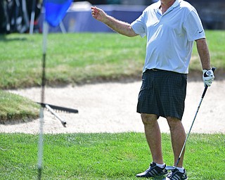 LIBERTY, OHIO - AUGUST 20, 2016: Geno Belatto of Canfield shows his frustration after his chip shot rolled away from the hole on the ninth hole Saturday afternoon at Youngstown Country Club. DAVID DERMER | THE VINDICATOR