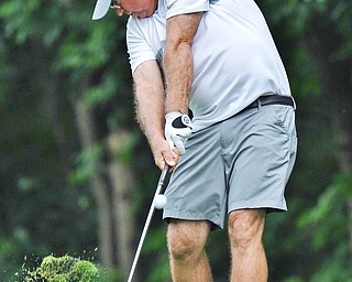 Jeff Lange | The Vindicator  SUN, AUG 21, 2016 - Geno Bellato tees off on No. 17 during the final round of the 2016 Farmers Bank Greatest Golfer of the Valley competition held at the Lake Club in Poland, Sunday, Aug. 21, 2016.