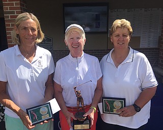 LADIES 9+, Greatest Golfer 2016:

Joan Ash (center) Mill Creek Golf Course 83 76 80 239

Marilyn Woods (right) Yankee Run Golf Course 85 88 91 264

Patty Brant (left) Deer Creek Golf Course 88 85 87 260