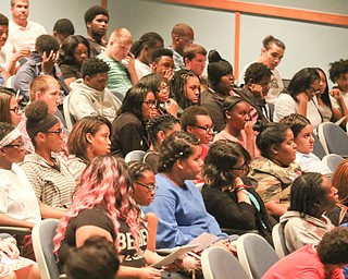 Krish Mohip talks to seniors at East. Krish Mohip, city schools chief executive officer, started his first day of school this morning at Discovery Transition to Careers at Volney.


ROBERT K. YOSAY | THE VINDICATOR
