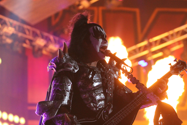 Nikos Frazier | The Vindicator..Gene Simmons of KISS performs at the Covelli Center on Friday Night.