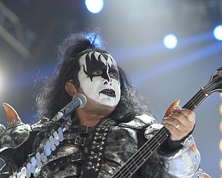 Nikos Frazier | The Vindicator..Gene Simmons of KISS performs at the Covelli Center on Friday Night.